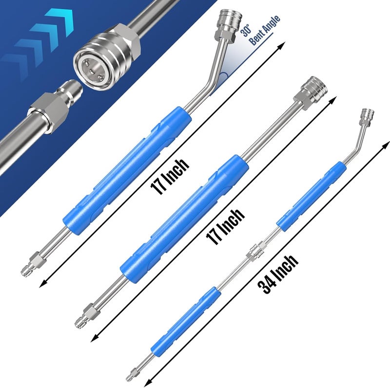 A-Power Pressure Washer Extension Wand, 17 Inch Stainless Steel Power Washer Wand with Slip Resistant Plastic Protective Cover, 1/4" Quick Connect, 2 Pack - Image 2